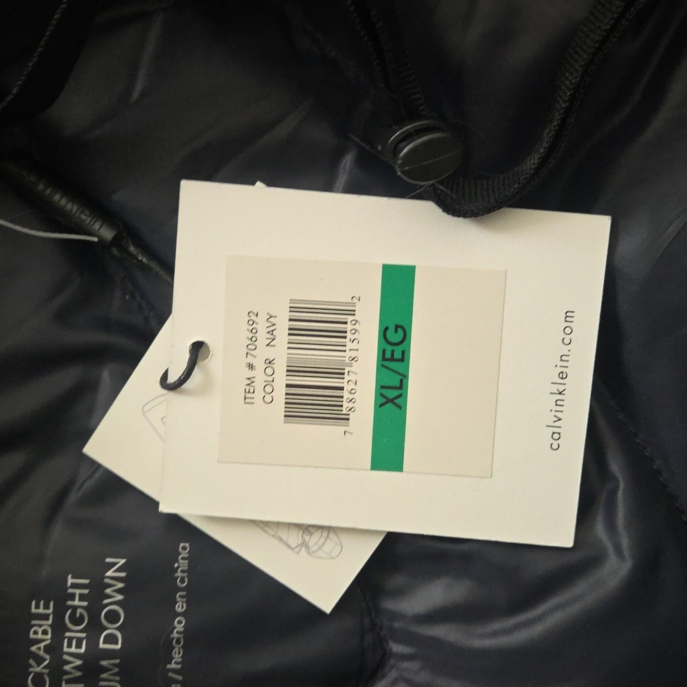 NWT Calvin Klein Sz XL Packable Navy Blue Coat - Picture 6 of 8